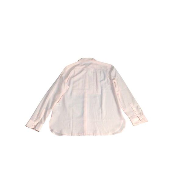 Talbots Pink Semi Sheer Pleated Tuxedo Style Button Down Blouse Size S Petite - Picture 2 of 9